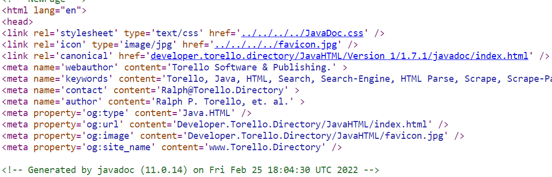 HTML Header Tags, inserted by Upgrader